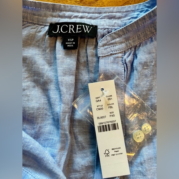 NWT - J. Crew Sky Blue Cabana Linen Dress - XSP - Picture 4 of 11